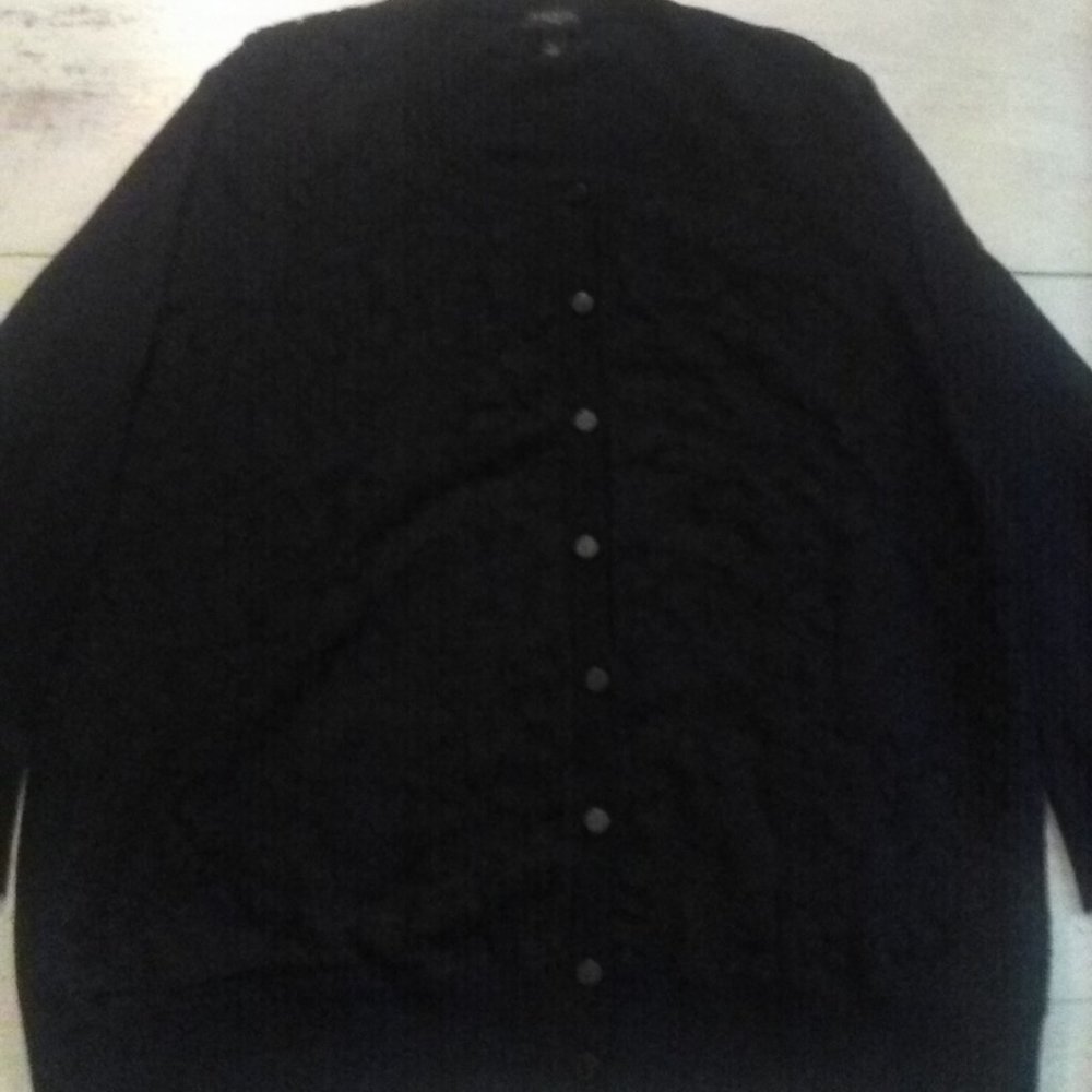 Talbots Petite Black Lace Cotton Cardigan